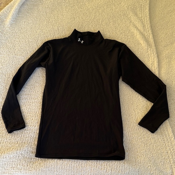 Under Armour Men’s Thermal Long Sleeve Black Mock Neck Top Size Medium Heat Gear - Picture 2 of 7